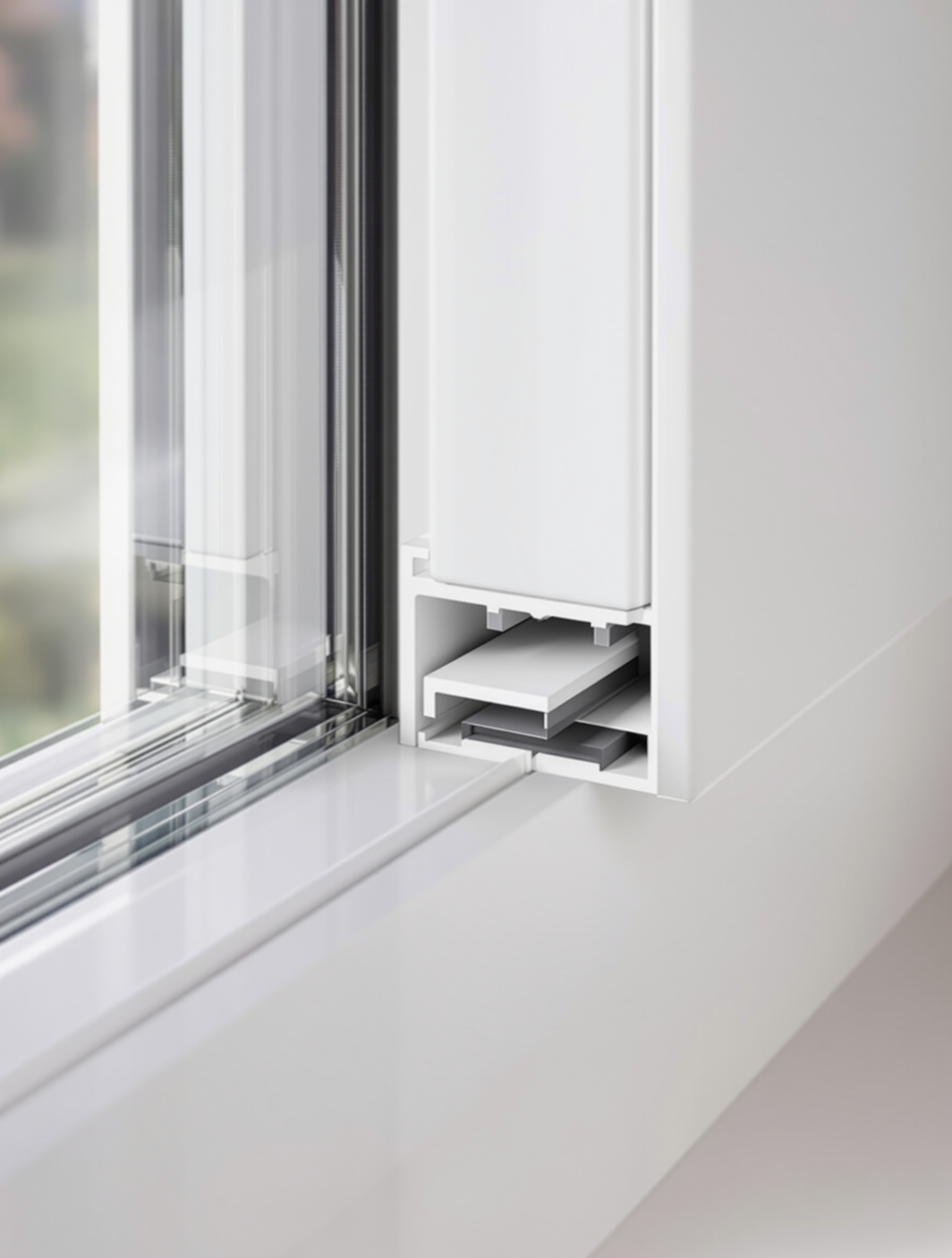 Aérateur de joint discret inséré à la place du joint d'origine sur une fenêtre PVC. Sa conception quasi invisible préserve l'esthétique de la menuiserie tout en assurant une ventilation efficace.