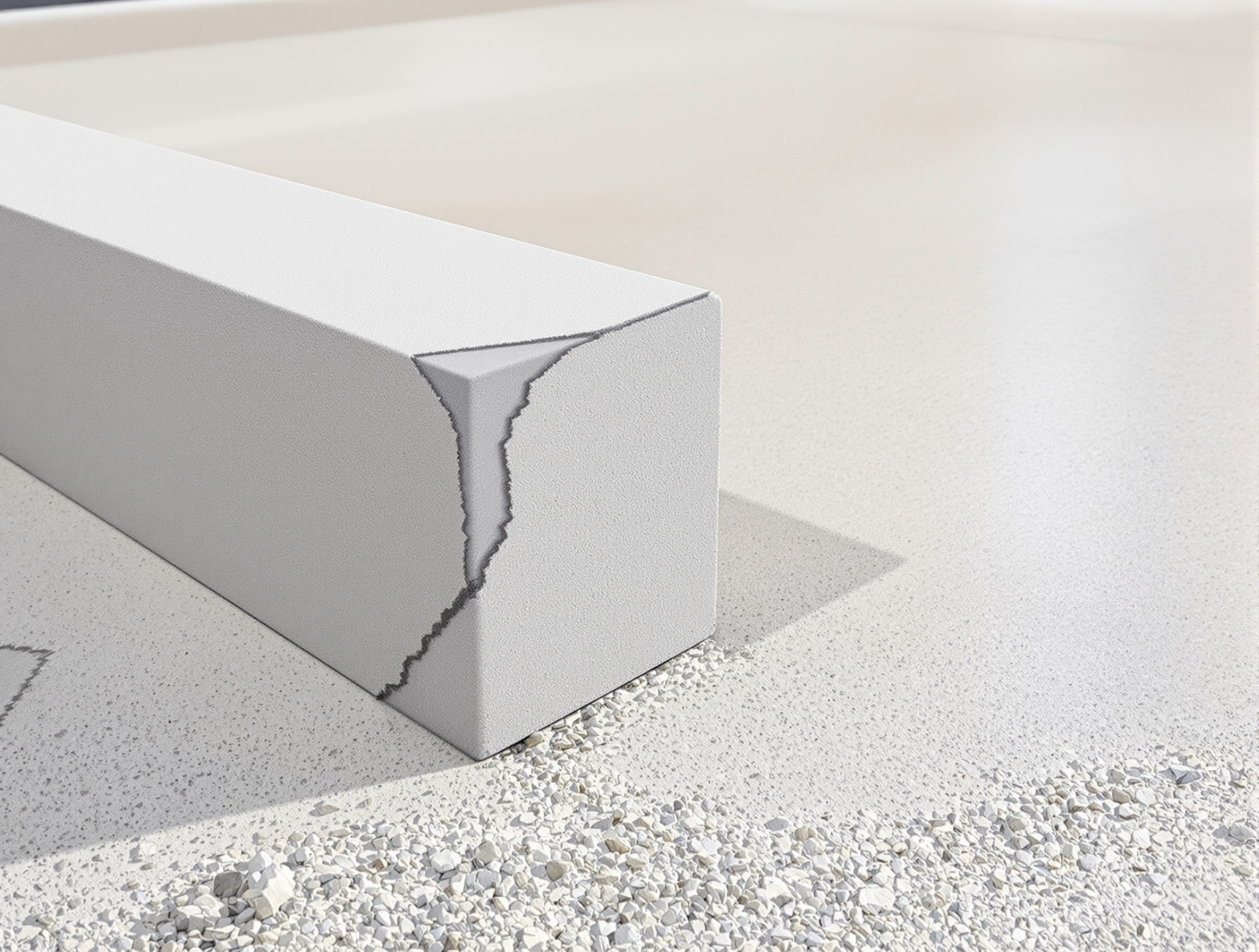 Bloc Siporex ébréché réparé au mortier-colle devant une dalle béton