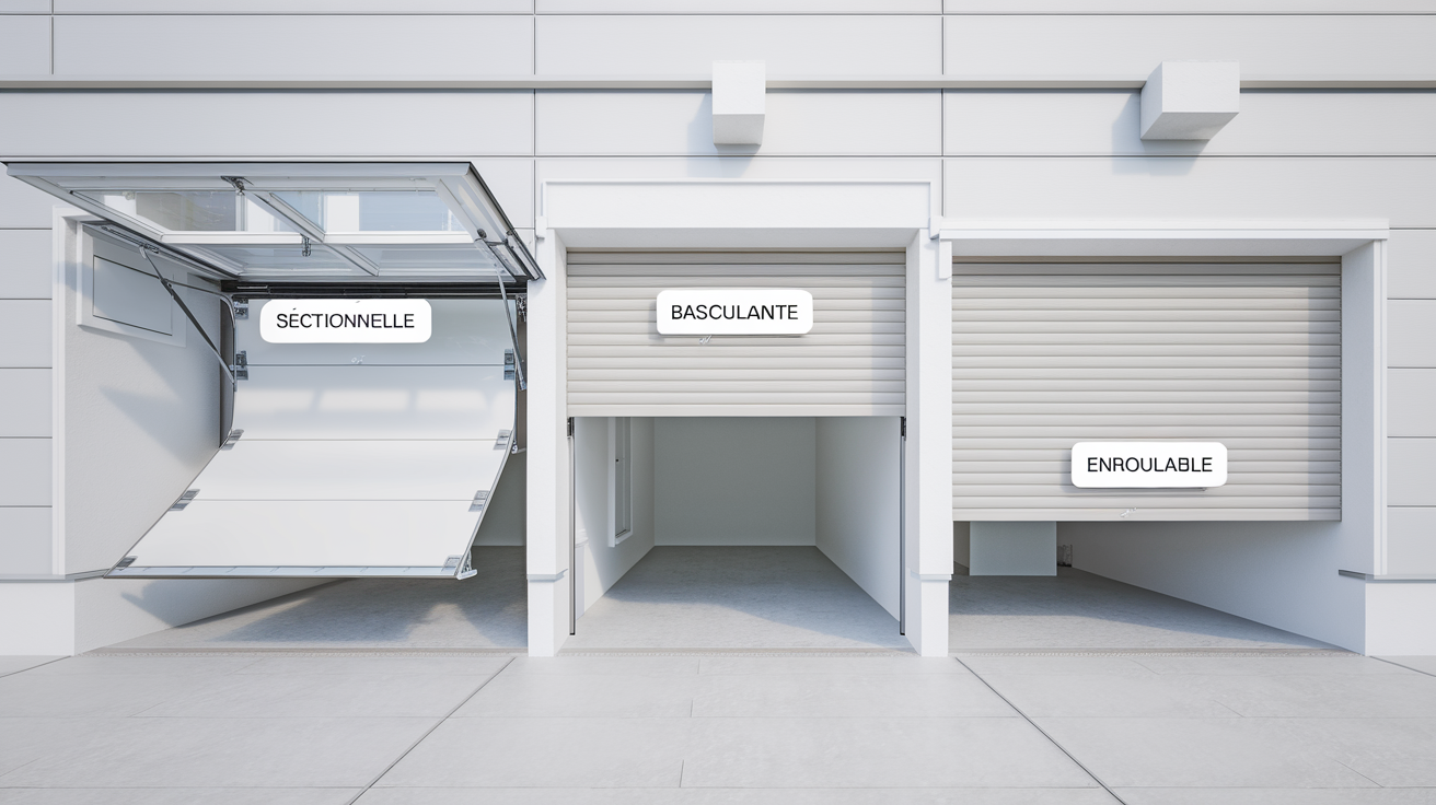 Comparatif portes sectionnelle basculante enroulable façade maison
