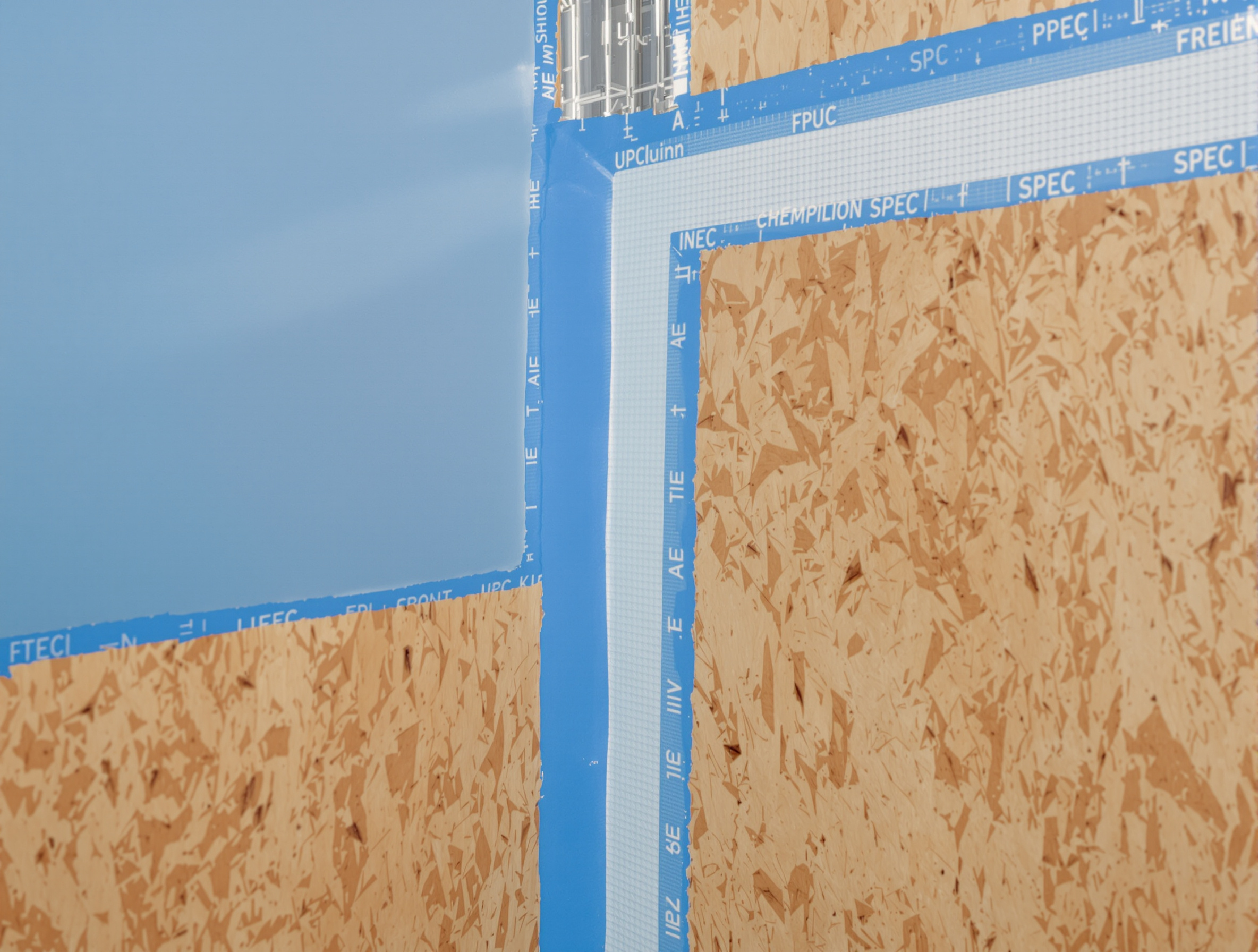 Préparation professionnelle d'un mur OSB pour carrelage en zone humide avec SPEC et bande de renfort.