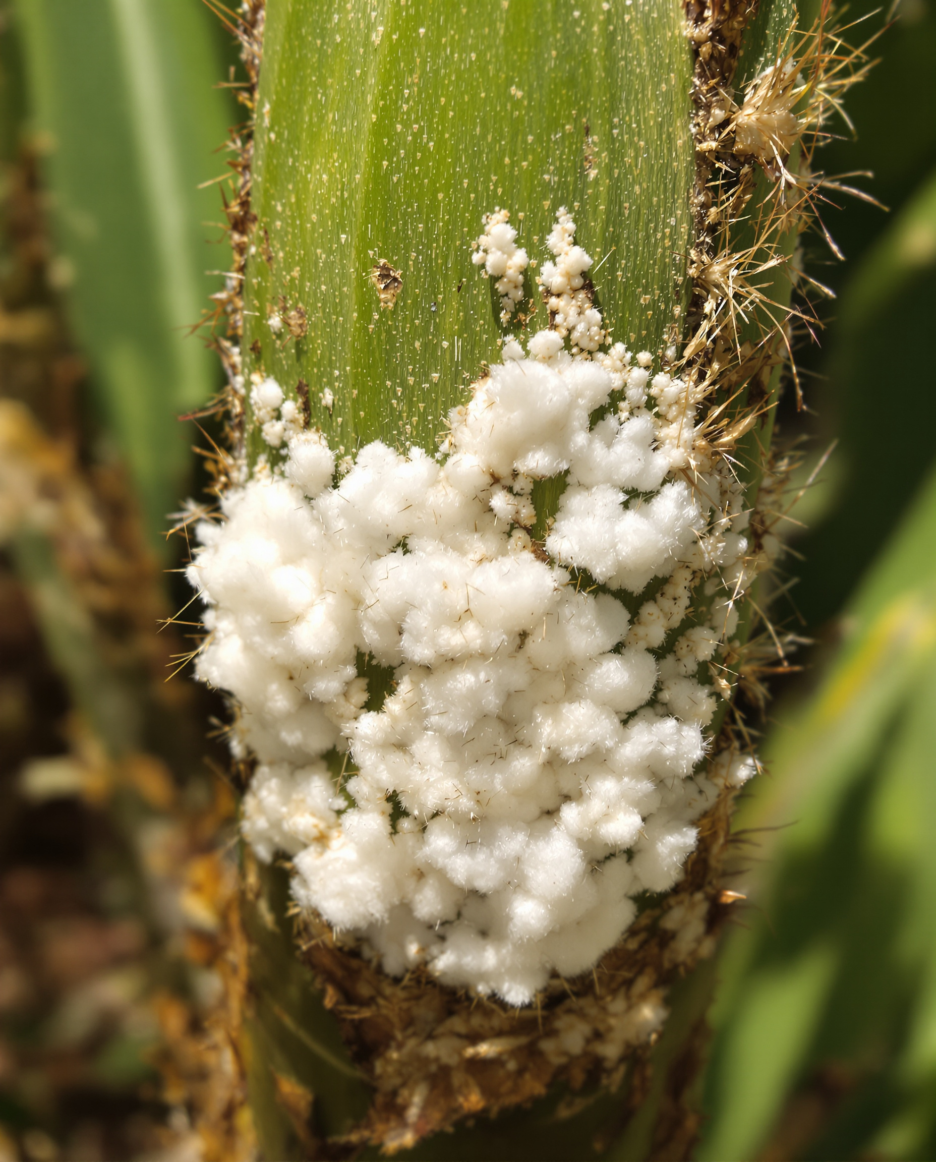 Cochenilles farineuses sur feuille de Yucca