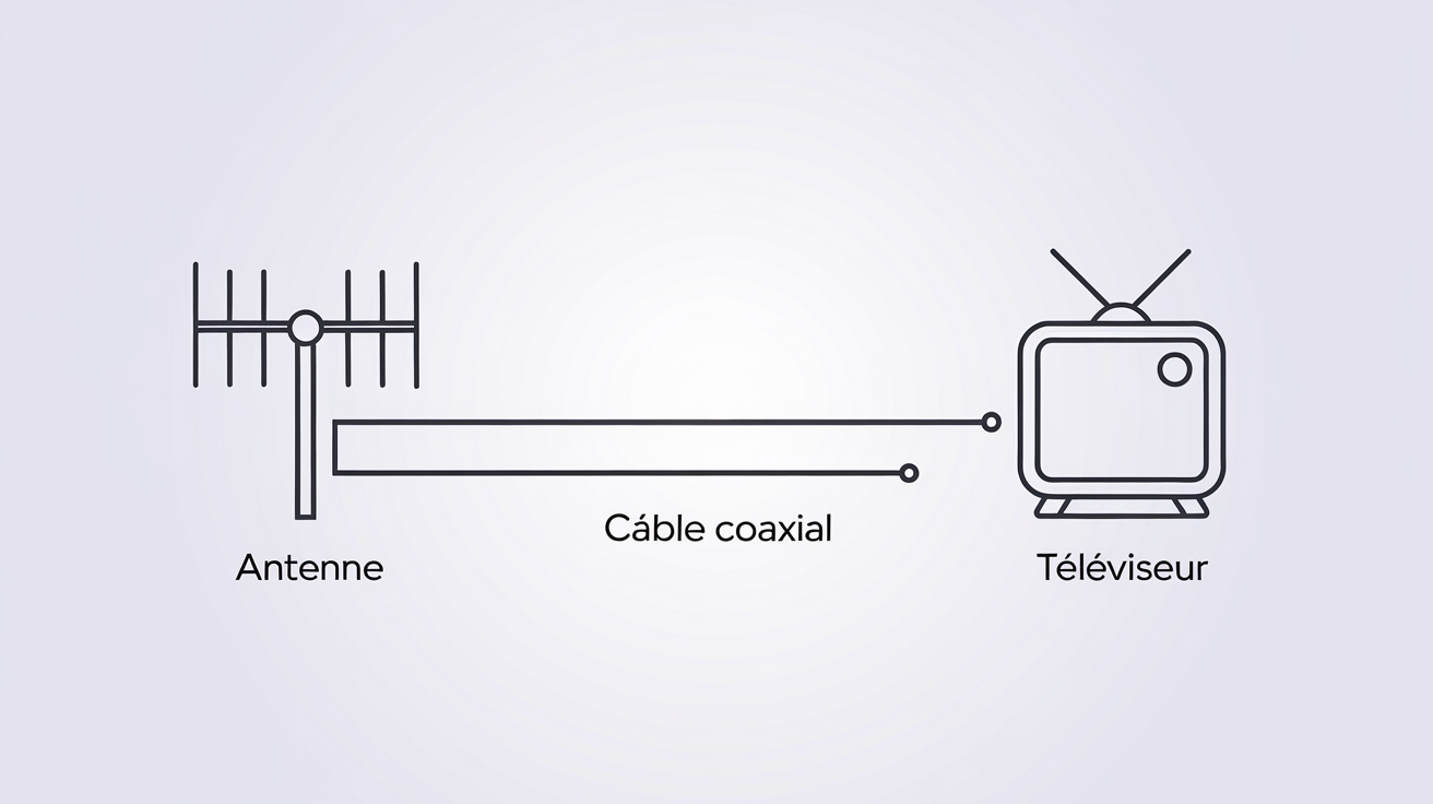 Schéma de base antenne TV vers téléviseur