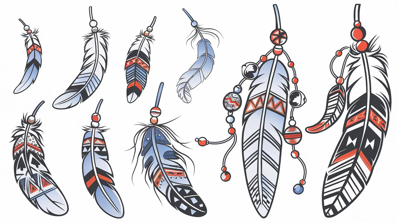 Exemples variations plumes stylisées dreamcatcher